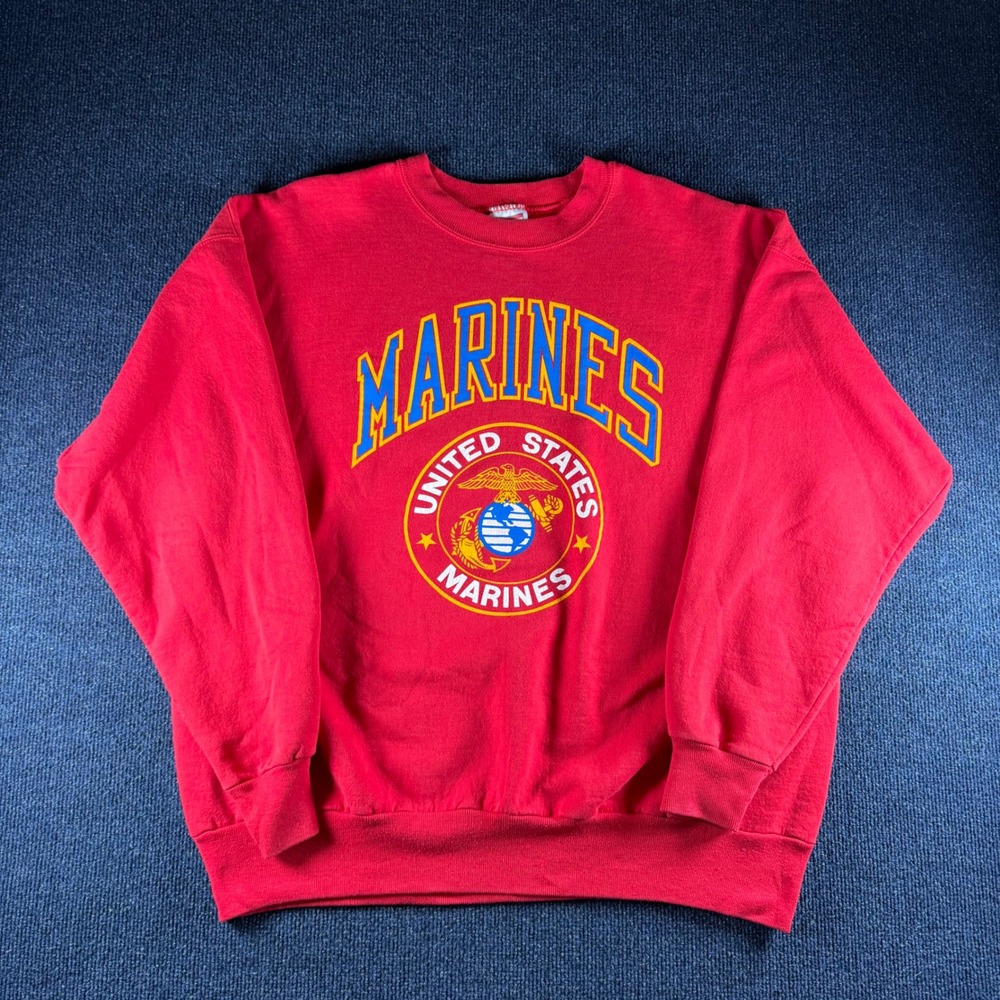 Hanes ComfortBlend US Marines Sweatshirt Mens XL Red Graphic Pullover